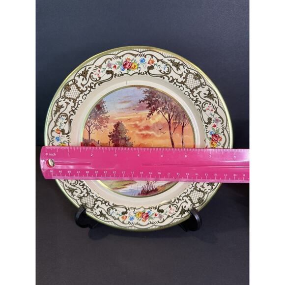 Vintage Daher Decorated Ware Tin Plate Holland Cottage Sunset Scene 8” - Picture 2 of 6